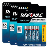 18 Pilhas Aaa Alcalina Rayovac 3 Cart C/ 6 Unid