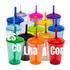 180 Copos Plástico Lavável Twister 300ml Com Tampa E Canudo!