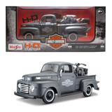 1948 Ford F-1 Pickup + 42 Wla Flathead Hd Custom 1/24 Maisto
