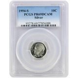 1994-s 10c Silver Roosevelt Dime Proof Pcgs Pr69dcam