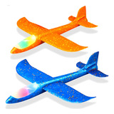 2 Avio Planador De Isopor C Led Colorido Manual E Flexvel