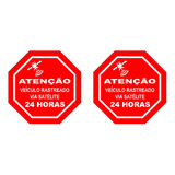 2 Adesivos Rastreado Por Satélite 22 5 X 22 5cm   F Grátis
