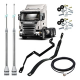 2 Antena Px Inox 2 70m Alongador Cabo Suporte Traseir Scania