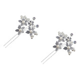 2 Arranjo Enfeite Cabelo Noiva Perola Dama Daminha Debutante Cor Prateado
