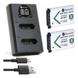 2 Bat Erias + Carregador Duplo Dl Np-bx1 Para Sony C/ Nfe