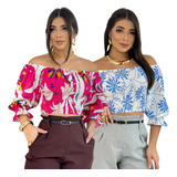 2 Blusa Cropped Lastex