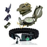 2 Bússolas Militar Metal Alta Precisão   Pulseira Paracord