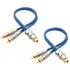 2 Cabos Y Rca 2 Machos 1 Fêmea Prime Plug Metal 5mm Azul Blindado Pontas Banhados A Ouro Químico