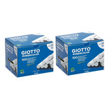 2 Caixas - Giz Escolar Giotto Robercolor 100 Unidades Branco