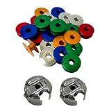2 Caixas De Bobinas Para Maquinas De Costura Reta Industrial 25 Canelinhas De Alumínio Coloridas