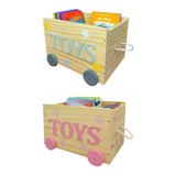 2 Caixotes Baús Toy Box Organizador De Brinquedos C/ Rodas