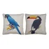 2 Capas De Almofada Linho Bege Ararinha Azul Tucano 45x45cm
