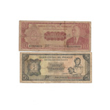 2 Cédulas Antigas $5 E $10 Guaranis - Paraguay - Circuladas