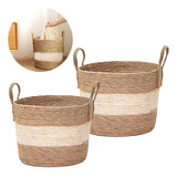 2 Cestos Palha Rattan