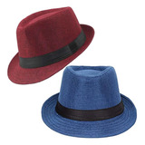 2 Chapéus Modelo Panamá Aba Curta Forrado Tecido