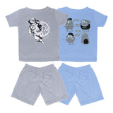 2 Conjunto De Pijama Inf/juv Masculino Camisa/ Bermuda/calça
