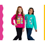 2 Conjunto Jaqueta Ziper Capuz Calça Moletom Juvenil Menina