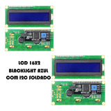 2 Display Tela Lcd 16x2 1602 Backlight Azul Com Pino Soldado