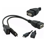 2 Em 1 Adaptadores Otg Micro Usb Macho Fêmea Para Usb Fêmea Cor Preto