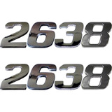 2 Emblema Adesivo Número 2638 Cromado Caminhão Mercedes Benz