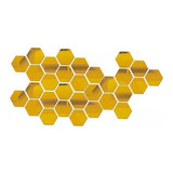 2 Espelho Adesivos De Parede  100pcs Hexagonal Ouro