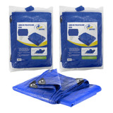2 Lona Leve 3x3 De Polietileno Azul Agricultura, Camping