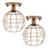 2 Lustres Plafon Industrial Globo Aramado Retrô Sobrepor