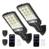 2 Pcs Mini Luminária Solar Poste Rua Parede Refletor 180 Cob Com Sensor De Movimento Cor Preto 180w