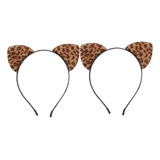 2 Peças Leopardo Orelhas De Gato Bandana Traje Orelhas