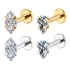 2 Peças Piercing Losango E Lágrima Zircônia