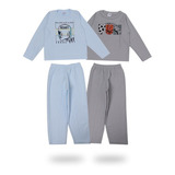 2 Pijamas Conjuntos Blusa Manga Longa E Calças Para Inverno