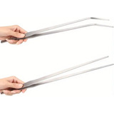 2 Pinças Grande De Aço Inoxidável 39cm Reta E Curva Premium