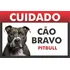 2 Placas Advertência Cuidado Cão Bravo Pitbull 30x20cm Ps1mm