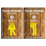 2 Plaquinhas Mdf Retro Banheiro Cerveja Bar Fluxo Intenso