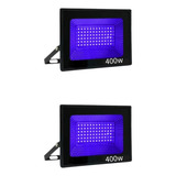 2 Refletor Fluorescente 400w Luz Negra Efeito Neon Bivolt