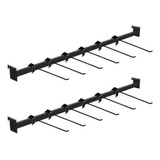 2 Réguas De Gondola 91cm   12 Ganchos Simples Preto