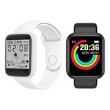 2 Relógio Inteligente Macaron Smartwatch Notifica Whats Face Cor Da Pulseira Prata E Preto