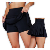 2 Short Saia Babado Cintura Alta Feminina Fitness Academia