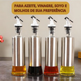 2 Uni Porta Azeite Vinagre De Vidro Com Inox Galheteiro