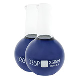 2 X Balão Fundo Chato Plano Vidro 250ml Vidro Laboratório