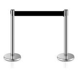 2 X Pedestal Separador Fila Cromado Fita Preta Larga 8 Cm