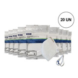 20 Máscaras Proteção Hospitalar N95 Pff2 - Reg. Anvisa Cor Branco