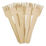 200 Unid Garfos Descartáveis De Madeira Biodegradável 16 Cm