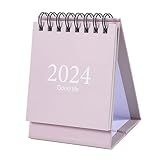 2024 Mini Calendário De Mesa Bobina De Fio Duplo Escritório Planejador Diário Para Planejamento De Casa E Escritório 105x75mm (luz Rosa)