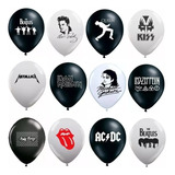24 Unid. Bexiga/balão/bola Bandas De Rock - Musicas Temas