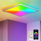 24w Ceiling Lamp, Plafons Smart Wifi Led Panel Ceiling Light 3000k-6000k Dimmable Rgb Ceiling Lamp With Remote Control For Living Room Bedroom Decor Light 110v