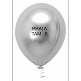 25 Balao Cromado Vermelha Tam 5 / Bexiga / Latex / Metalico
