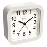 2644  Despertador Quartz Branco Fosco Com Luz Soneca Alarme