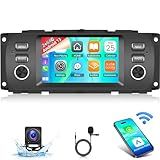 [2g + 64g] Rádio De Carro Para Jeep Wrangler Chrysler Dodge Grand Cherokee, 5 Polegadas Android 13 Touch Screen Estéreo, Apple Carplay/android Auto/hi-fi Audio/1080p/swc/bluetooth + Câmera De Backup