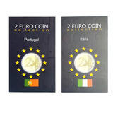 2x Álbuns Pequenos Para Moedas 2 Euro Italia E Portugal